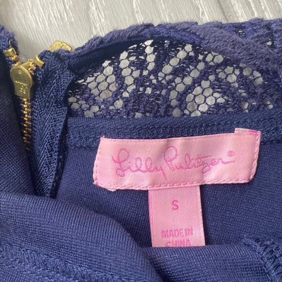 Lilly Pulitzer Women's Navy Blue Remmy Lace Bodice Fit n Flare Dress Size Small - Picture 3 of 9